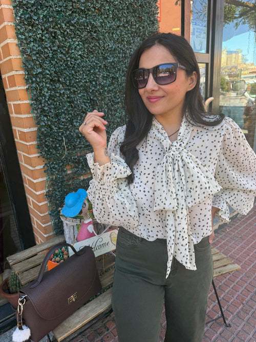 Blusa lazo topitos verde