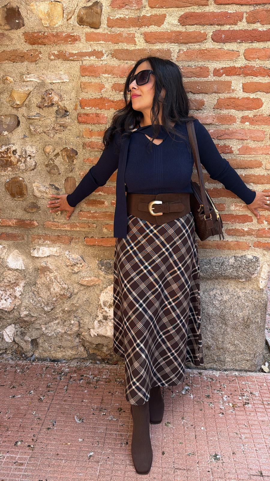 Falda cuadros estampada