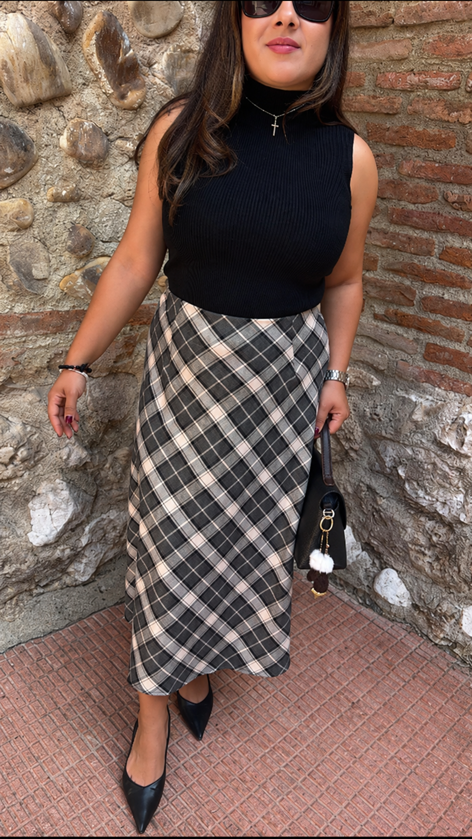 Falda cuadros gris