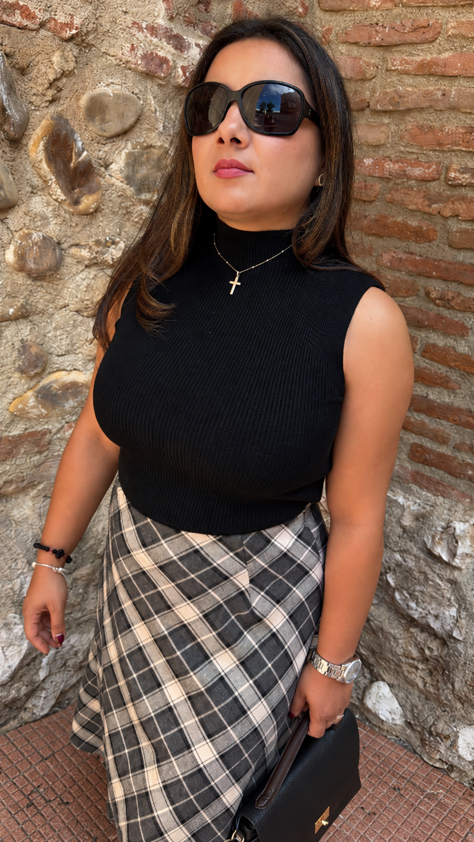 Falda cuadros gris