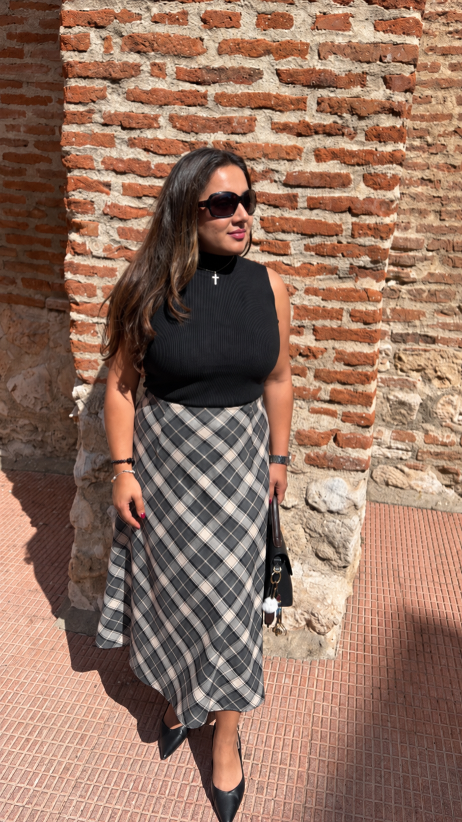 Falda cuadros gris
