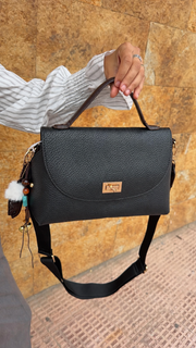 Bolso negro polipiel bordón incluido