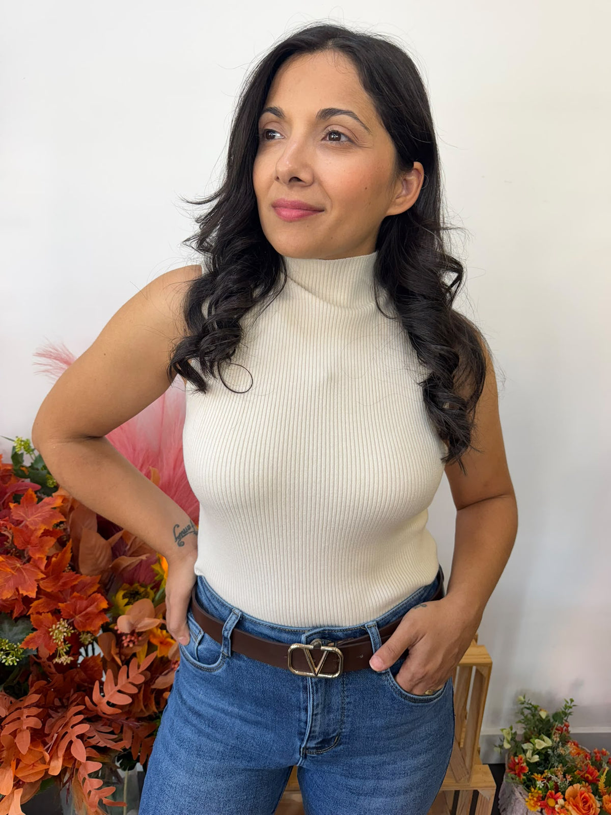Top punto cuello alto canale